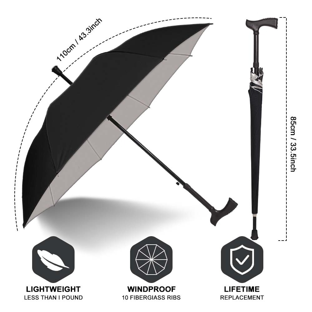 Outdoor Mountain Climbing Strong Wind Protection Luxury Large Self Defense   Cane Straight Golf Umbrella With Logo