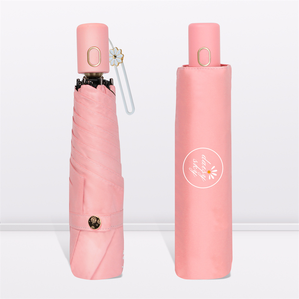 Color Glue Sun Protection And Uv Protection Forest Series Simple And High-Quality Little Daisy  Folding Sun Umbrella With Logo