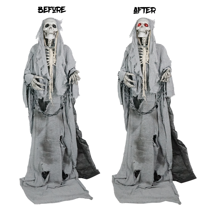 2024  Halloween Decorations Wholesale Factory Price Animatronics Accessories Hanging Ghost Party Skeleton With Glowing Eyes