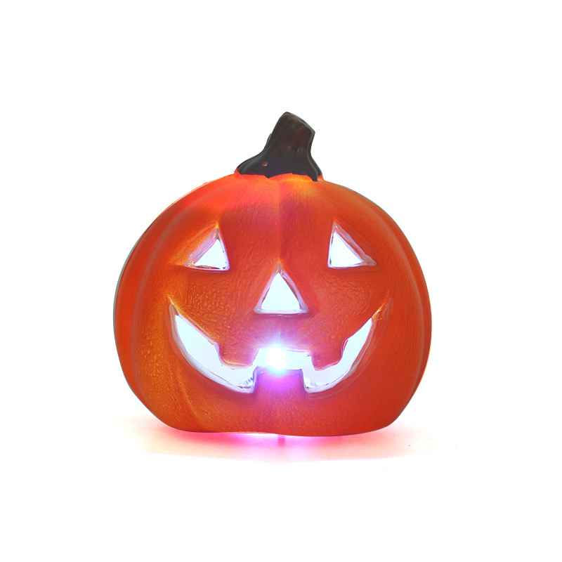 Light Up Pumpkin Prop Orange Halloween Plastic Lighted Pumpkin Decoration for Indoor