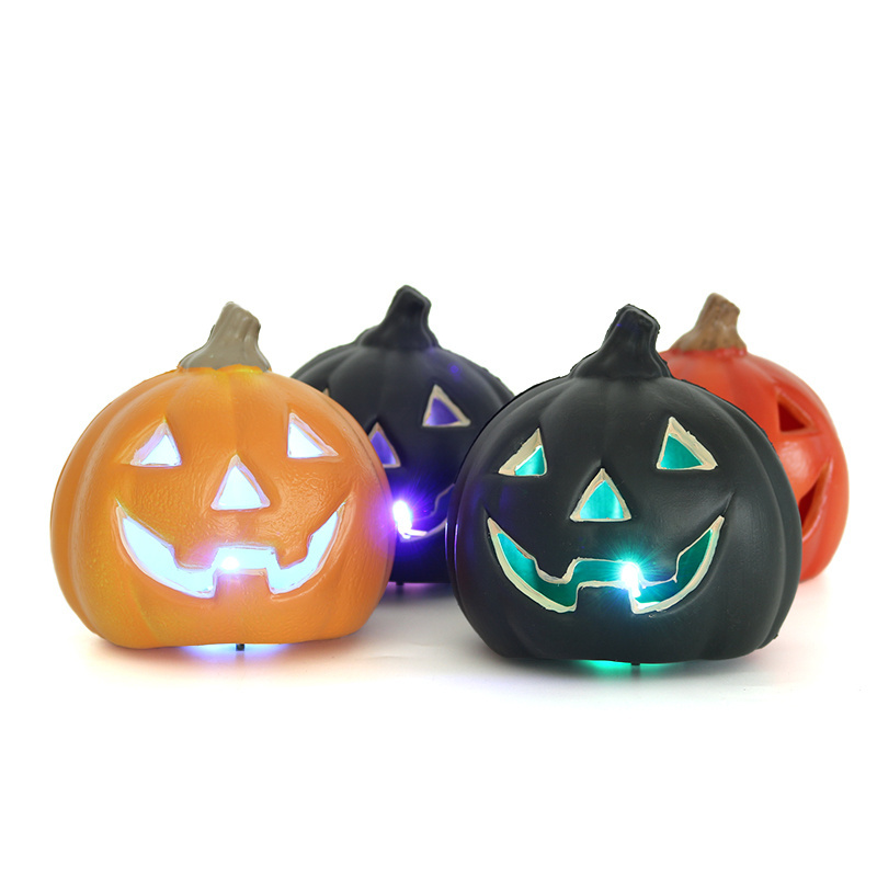 Light Up Pumpkin Prop Orange Halloween Plastic Lighted Pumpkin Decoration for Indoor