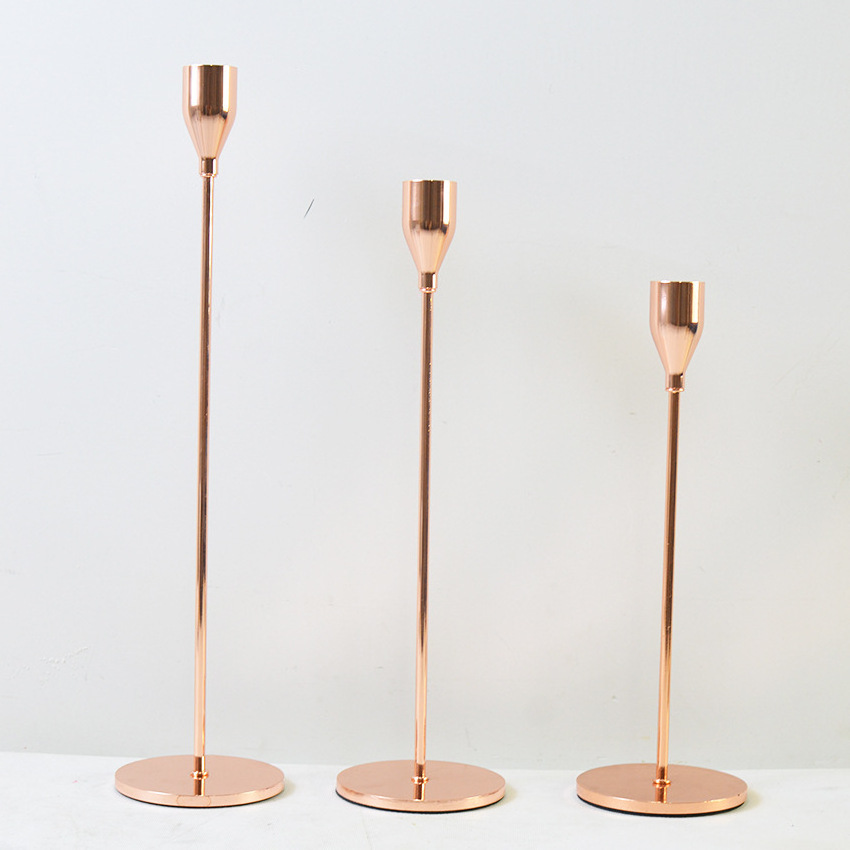 Spot Wholesale Set of 3 Candlestick Holder Set Metal Gold Silver Candle Holder for Home Decoration Wedding With Packaging