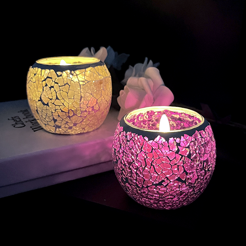 Votive Mosaic Customized Iridescent 4oz 8oz Hot Sale Amber Clear Glass Candle Jar For Candle Making