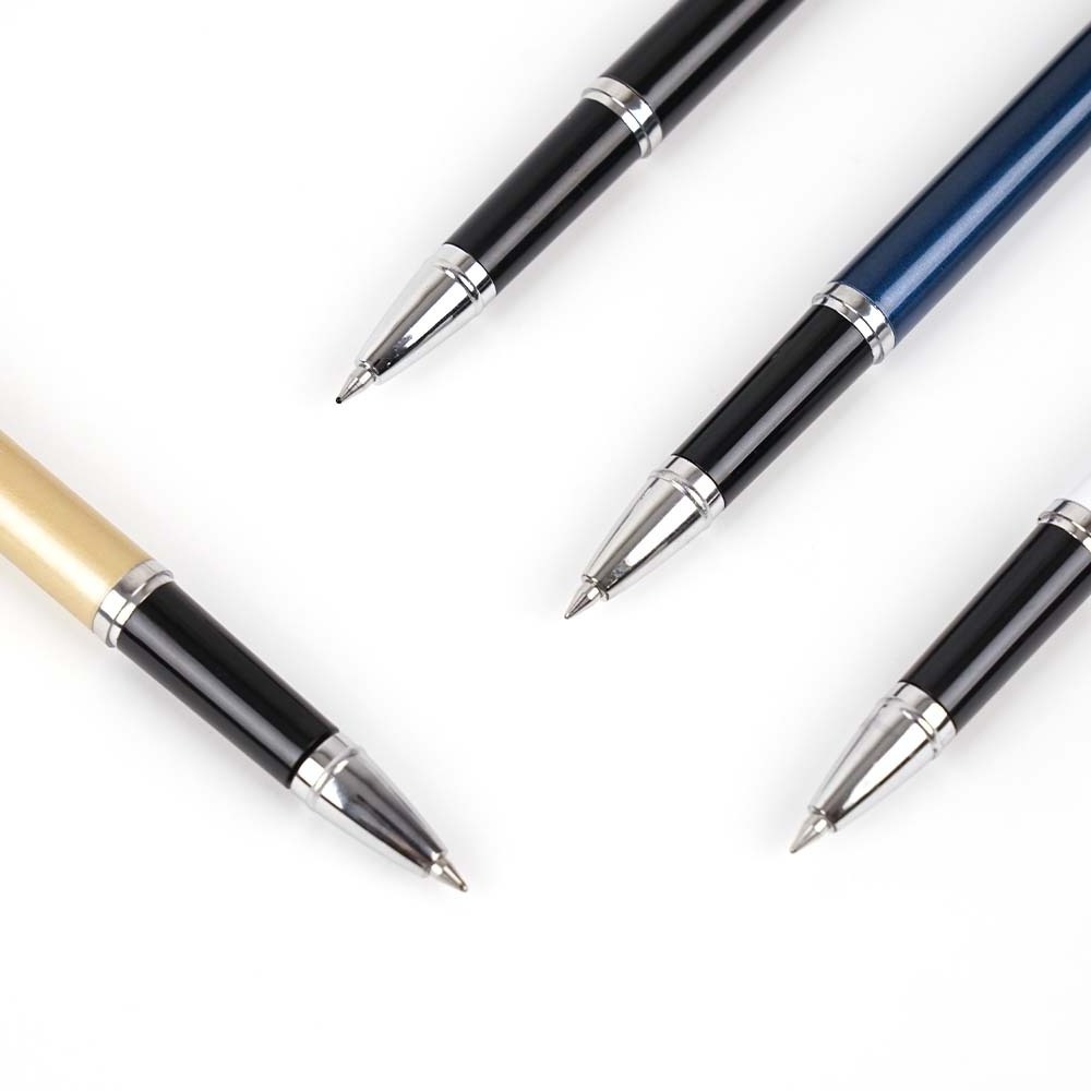 Permanent Executive Luxury Custom Logo Professional Elegant Promo Black Roller Metal Ballpoint Pens With Brass