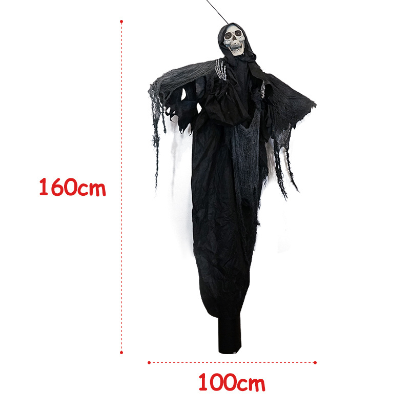 2023 Halloween Decoration Haunted House Party Animated Black Grim Skeleton Reaper Halloween Props