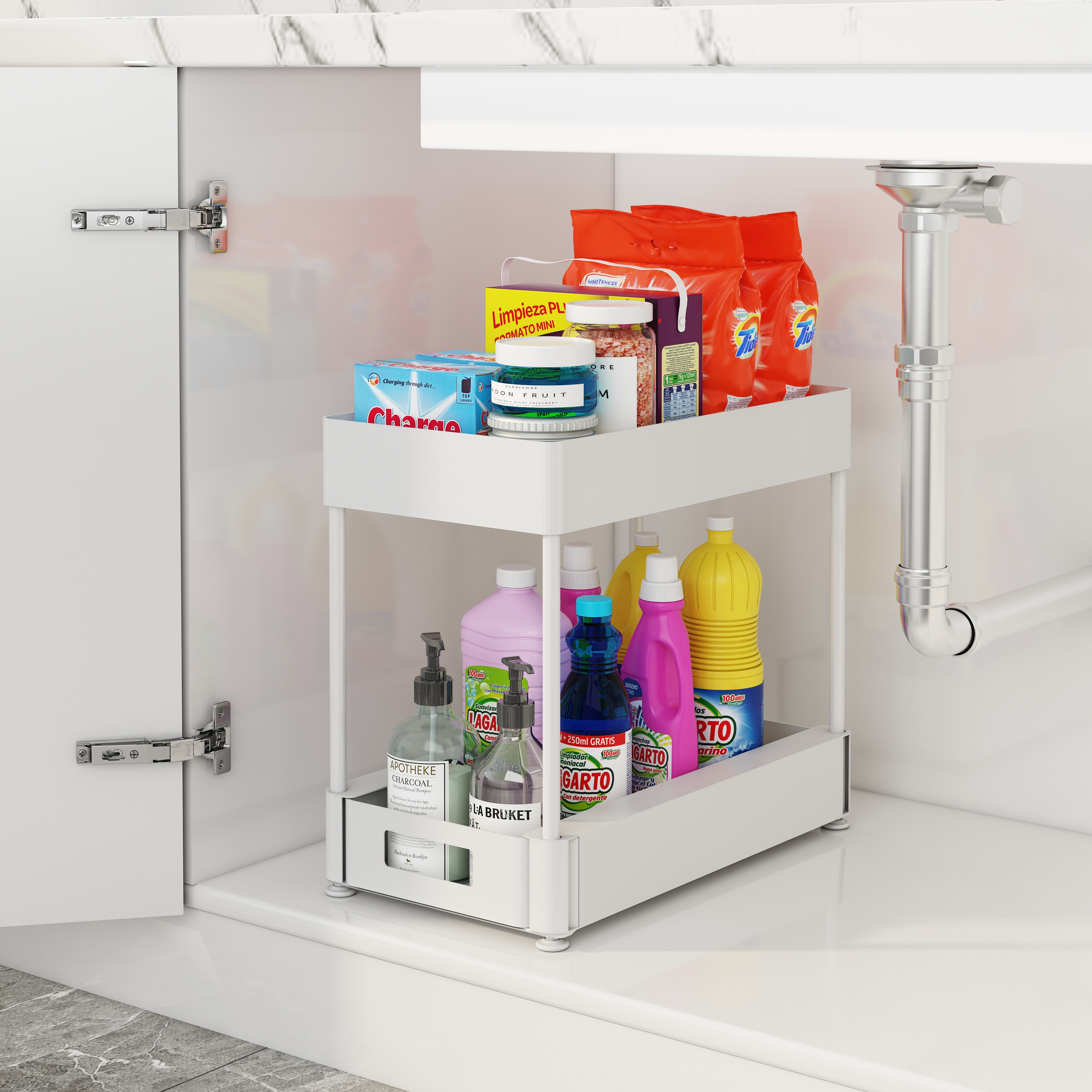 Best selling stackable 2-tier under sink cabinet organizer kitchen organizer dry sink organizer