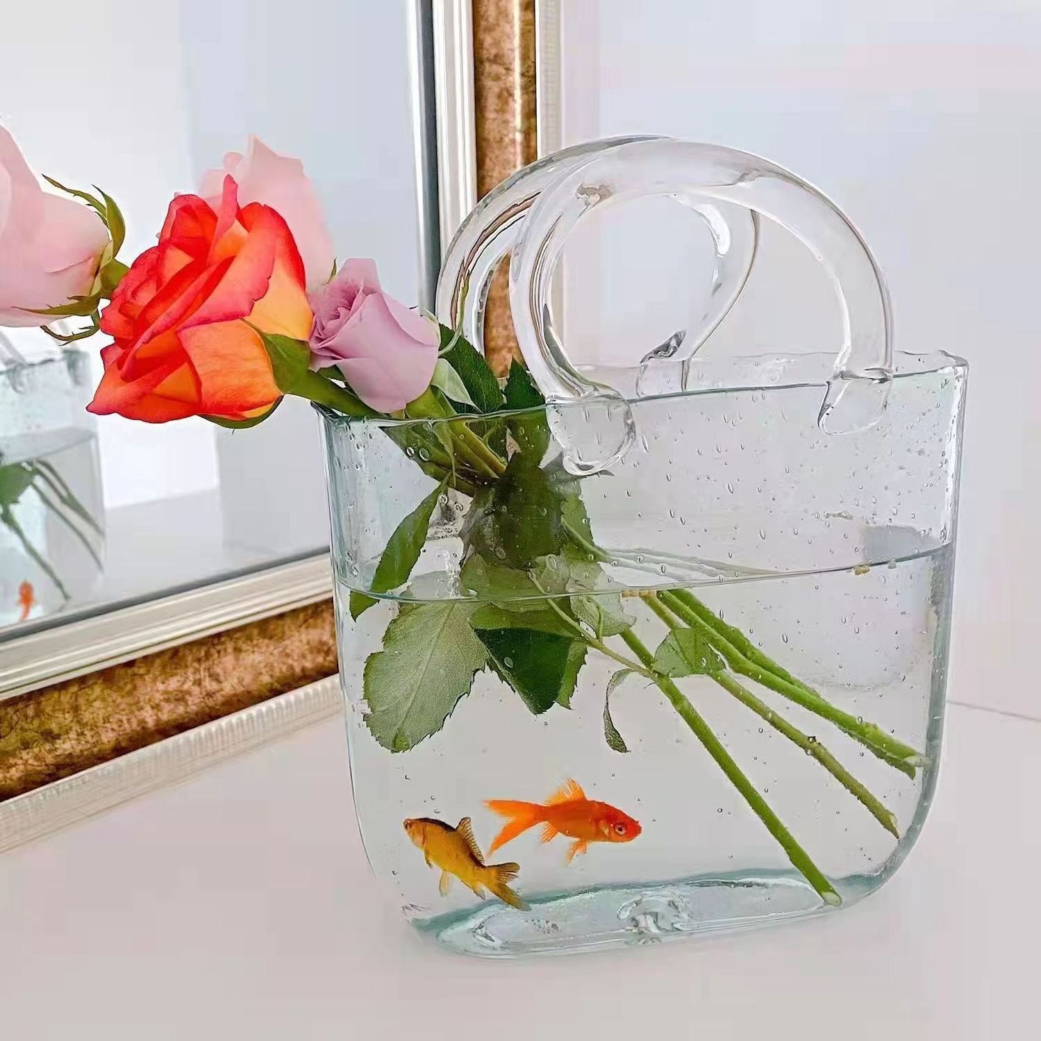 Wholesale Houseware Flower Clear Cheap Cylinder Customized Glass Vase purse vase For Decoration