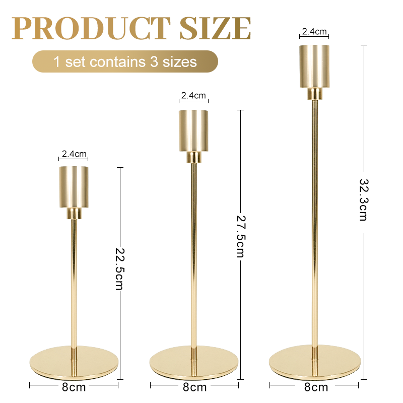 Spot Wholesale Set of 3 Candlestick Holder Set Metal Gold Silver Candle Holder for Home Decoration Wedding With Packaging