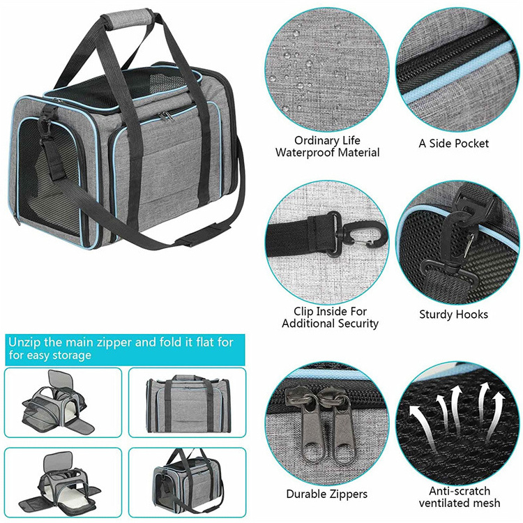 Amaz Best Seller Portable Outdoor Foldable Expandable Breathable Cat Dog Pet Carrier