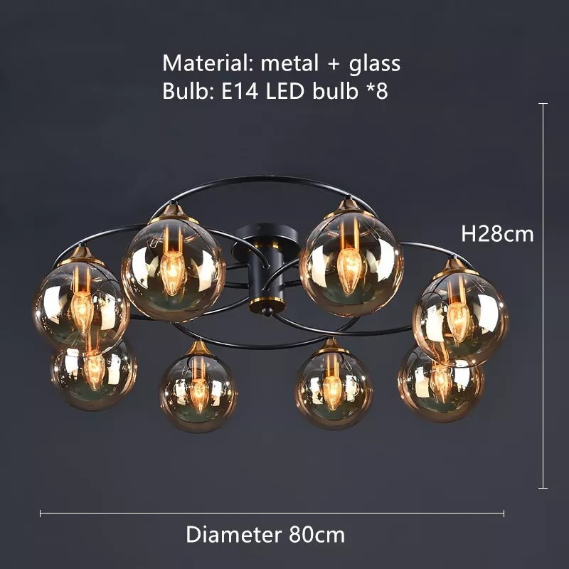 Glass Sputnik Chandelier Amber Chandelier Foyer Pendant Lighting Fixtures