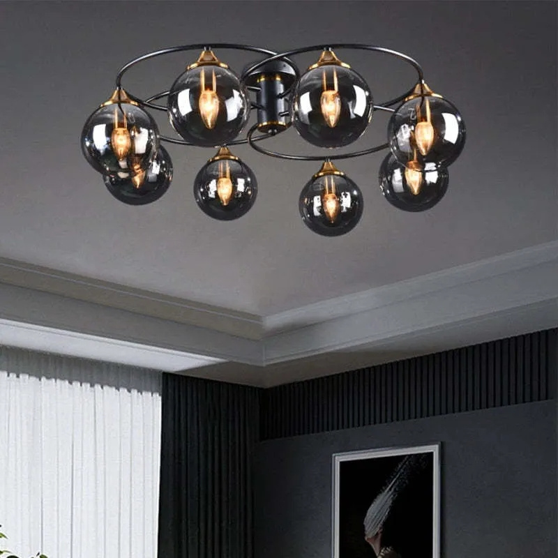 Smoky Gray Amber Chandelier Foyer Pendant Lighting Fixtures