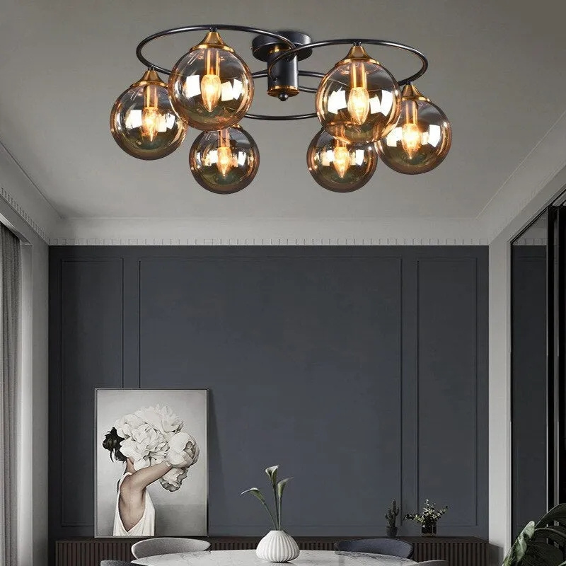 Smoky Gray Amber Chandelier Foyer Pendant Lighting Fixtures