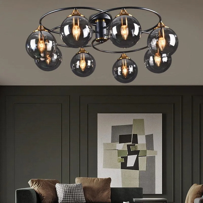 Smoky Gray Amber Chandelier Foyer Pendant Lighting Fixtures