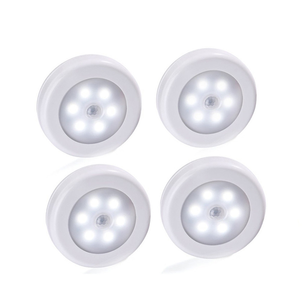 LED Night Light PIR Motion Sensor Round LED Cabinet light Energy Saving Wall Lamp Lighting By 3A Battery For Closet Bedroom