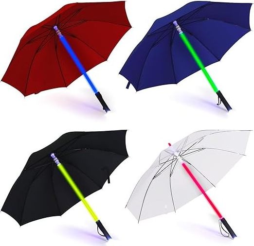 LED Laser Sword Light up Umbrella with 7 Color Changing on the Shaft Umbrella Windproof Golf Umbrellas with Flashlight