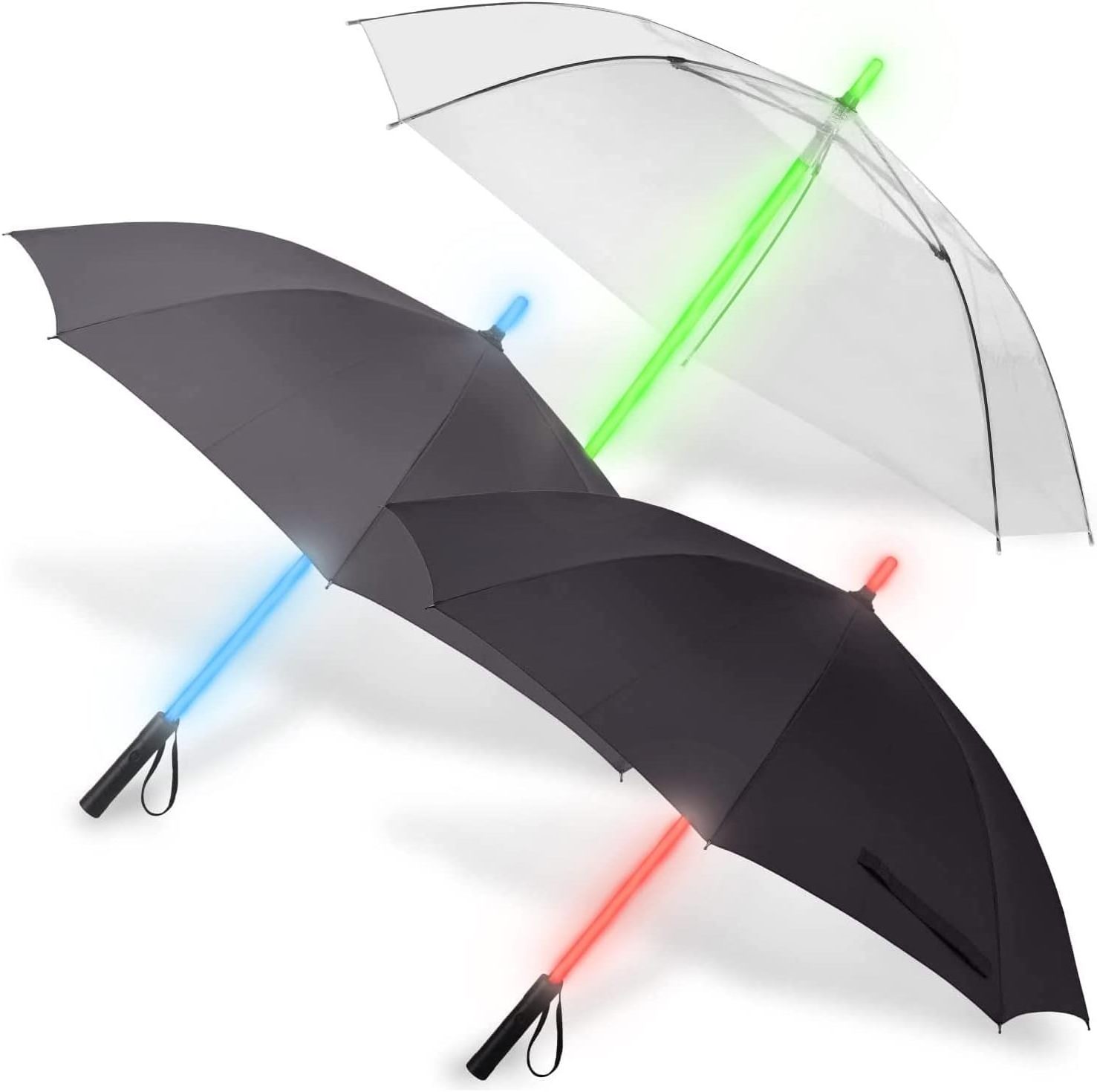 LED Laser Sword Light up Umbrella with 7 Color Changing on the Shaft Umbrella Windproof Golf Umbrellas with Flashlight