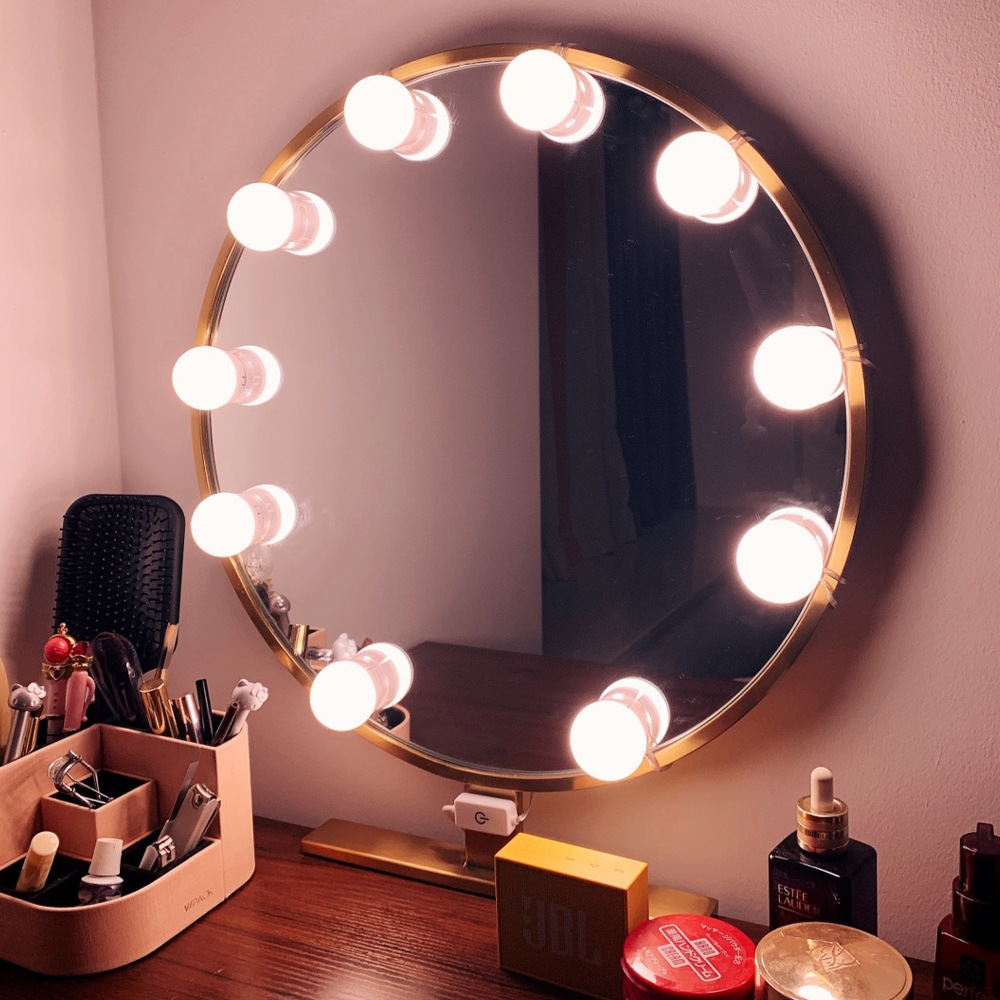 Led Mirror Lights Hollywood Style Table LED Makeup Vanity Mirror Lights with 10 Dimmable Bulbs