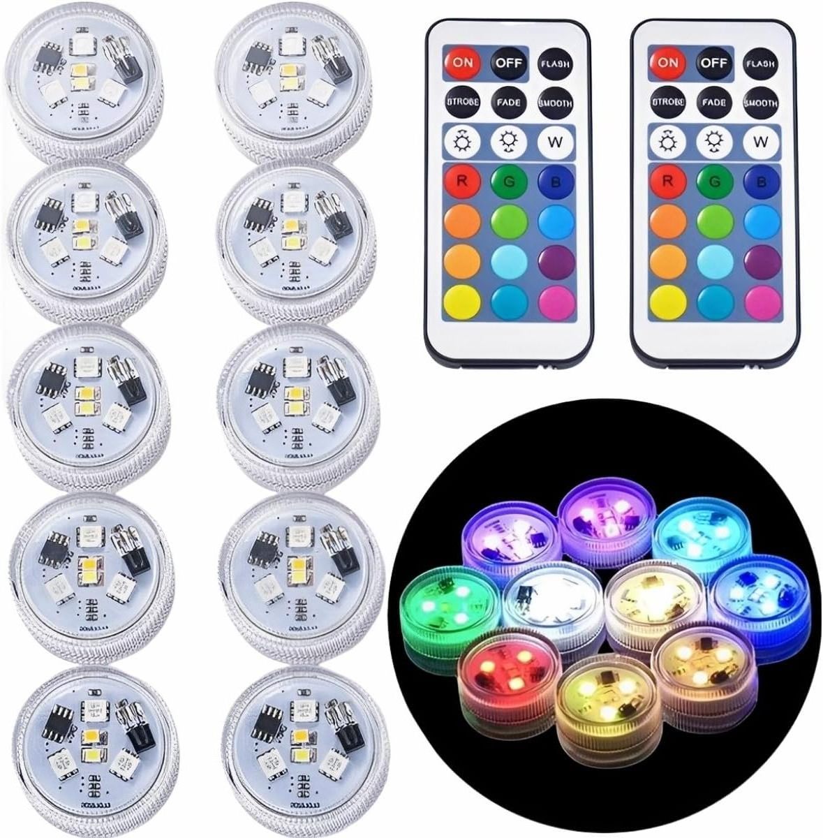 Waterproof LED RGB Underwater Lights Remote Control Mini Submersible lamp LED Candle Tealight for Vase swimming pool