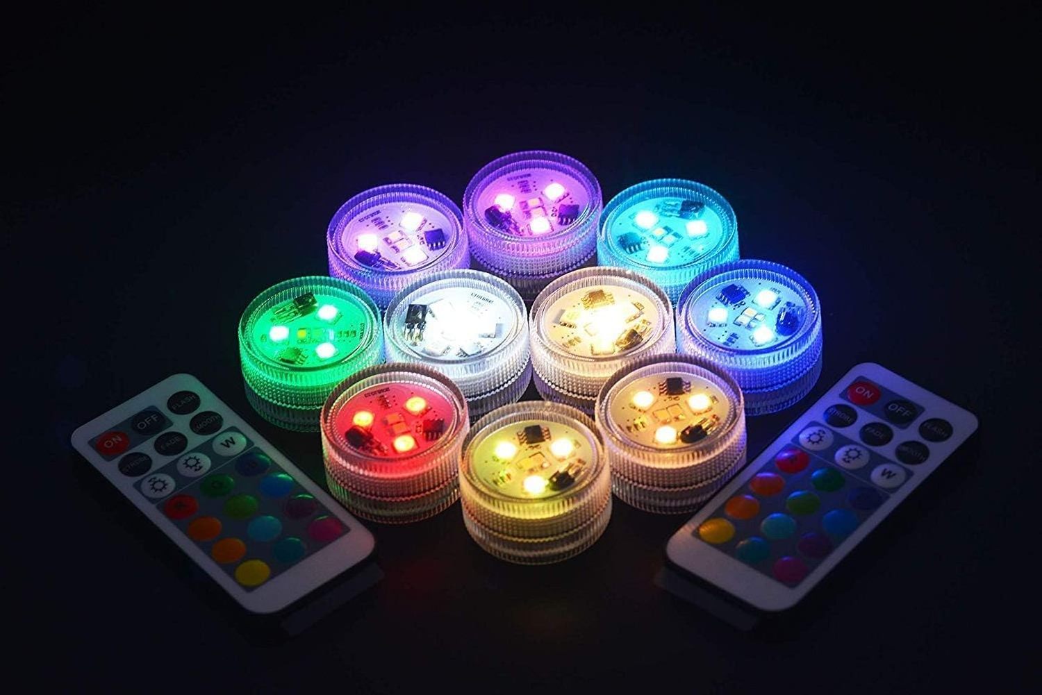 Waterproof LED RGB Underwater Lights Remote Control Mini Submersible lamp LED Candle Tealight for Vase swimming pool