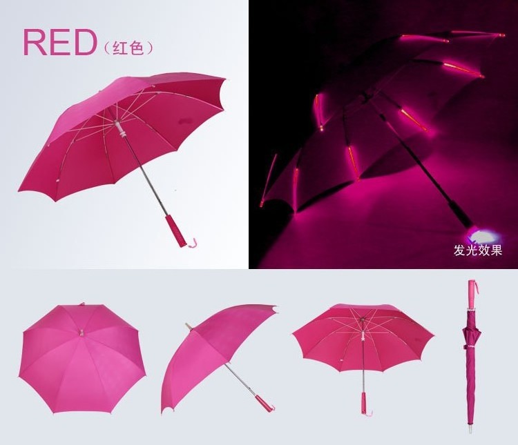 Windproof Golf Umbrellas with Flashlight Handle with 7 Color Changing Effects