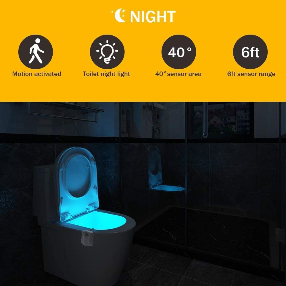 Waterproof LED Toilet Night Light Motion Sensor 8 Color Changing Seat Lamp For Kids Bathroom Safe WC Toilet Bowl