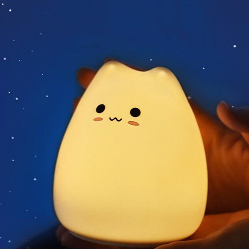 Led Baby Night Light Battery Operated Mini Color Changing Cat Lamp