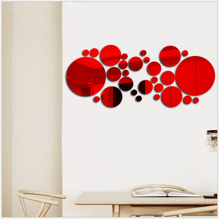 26pcs 32pcs a pack PVC mirror circle stickers 3d wall sticker for home decoration and wall decoration