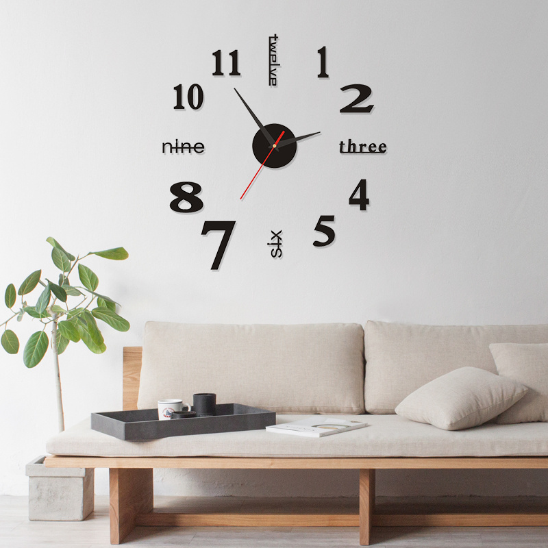 3D Wall Sticker Clock Creative Home Decor Living Room Acrylic Diy clock