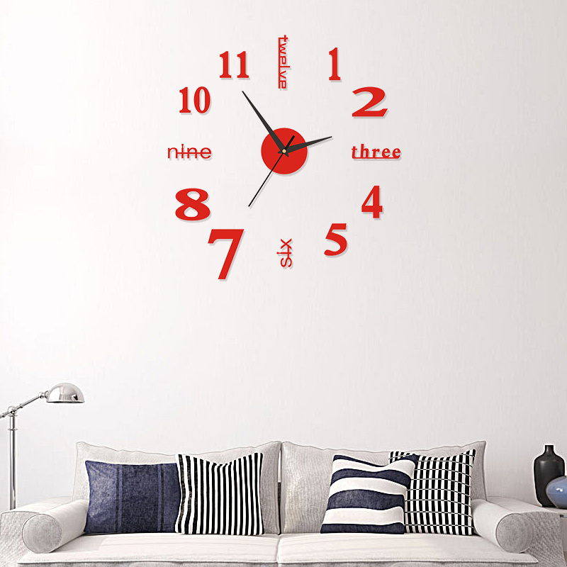 3D Wall Sticker Clock Creative Home Decor Living Room Acrylic Diy clock