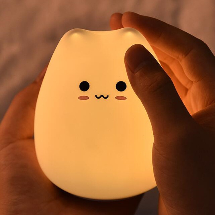 Led Baby Night Light Battery Operated Mini Color Changing Cat Lamp