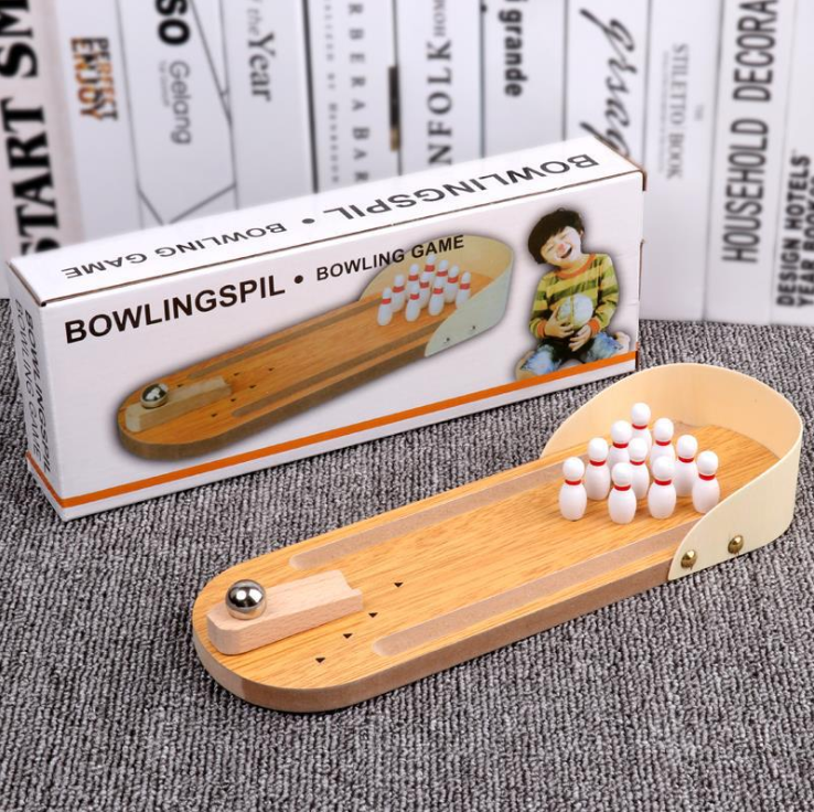 Mini Bowling Mini Wooden Desktop Bowling Game Mini Tabletop Bowling Toy Classic Desk Ball for Kids and Adults