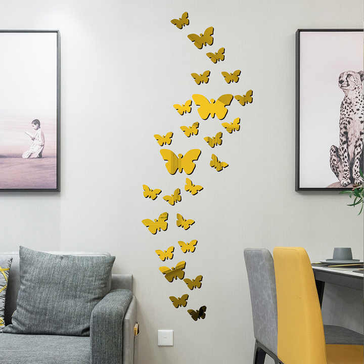 Wall Decoration Acrylic Butterfly Mirror Stickers Wall Self-adhesive Sticker for Home Decoration