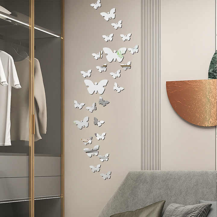 Wall Decoration Acrylic Butterfly Mirror Stickers Wall Self-adhesive Sticker for Home Decoration