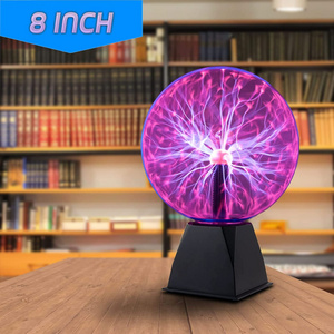 8" Plasma Ball Lamp Large Electric Globe Static Light Touch, Sound Sensitive Lightning