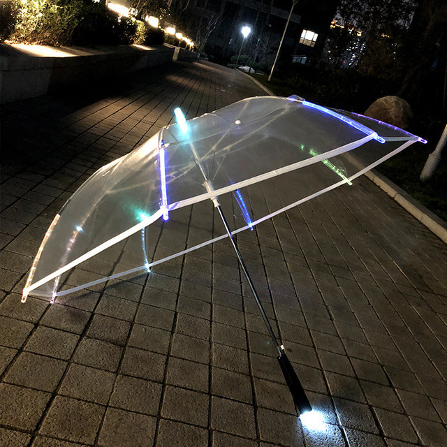 High quality wholesale 23Inch x8K custom flashlight clear promotion led umbrella with led light