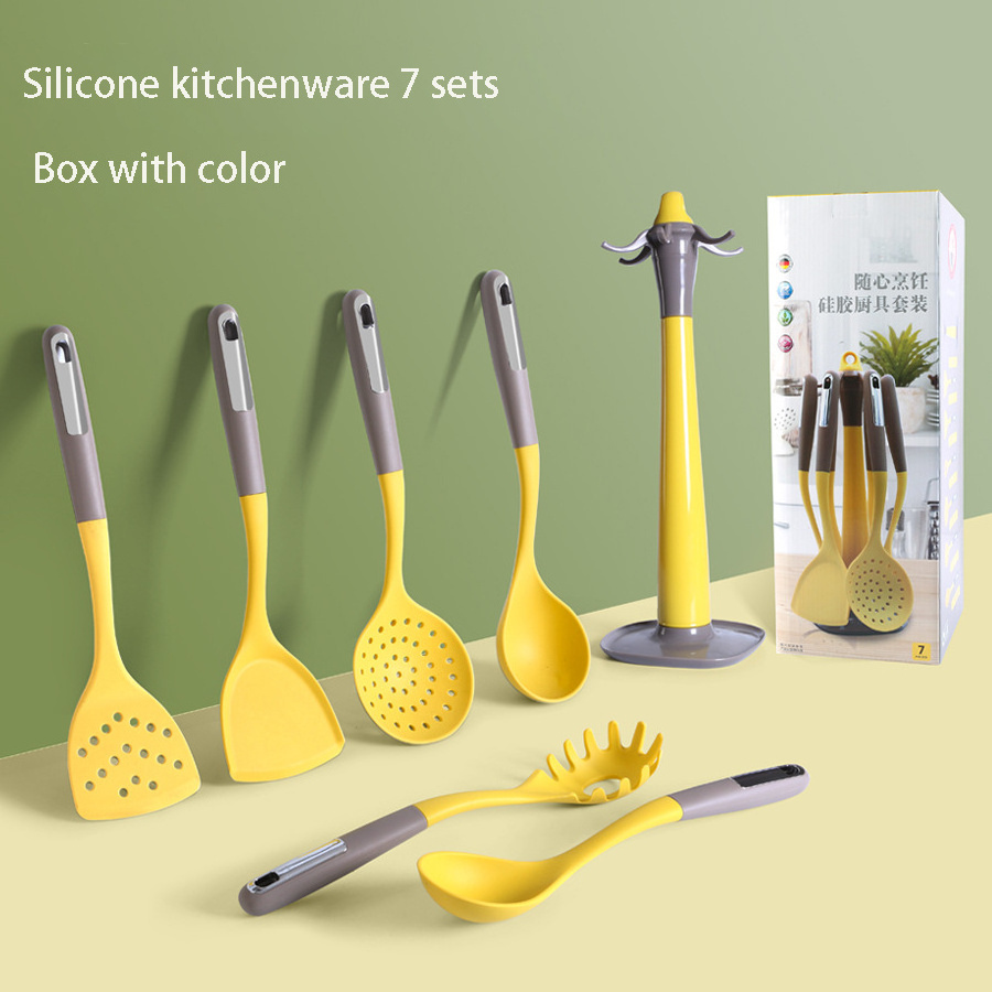 7-Piece Silicone Kitchen Utensils Set - Heat Resistant Silicone Cooking Set Home Essentials for New Home