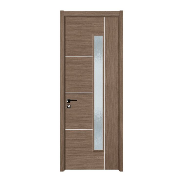 Solid wood high gloss interior pantry door with frost glass