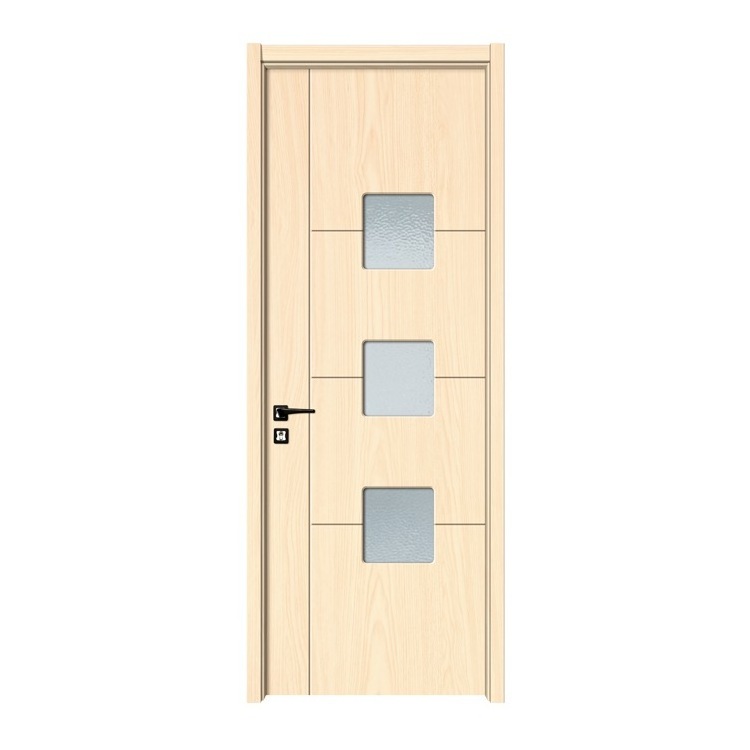 Solid wood high gloss interior pantry door with frost glass