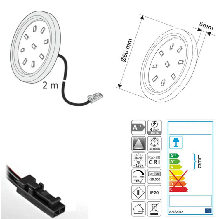 2835smd  6000k wholesale bookcase led light bar 12 volt Round led lights used kitchen cabinets