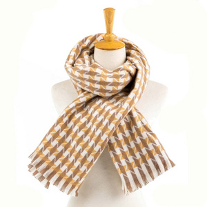 Woman Winter Warm Classic Camel Cashmere Feel Tassel Grid Checks Stoles shawl pashmina wide Blanket Scarf