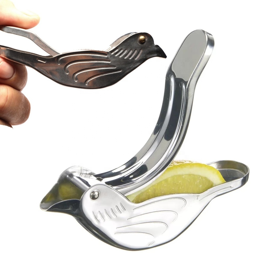 Kitchen Accessories Handheld Lime Presser Cute Silver Bird Shaped Metal Lemon Juicer Manual Stainless Steel Bird Lemon Squeezer