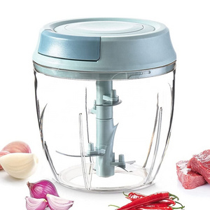 Manual Garlic Chopper 900ml Handheld Pull String Food Processor Hand-Powered Easy Pull Food Chopper