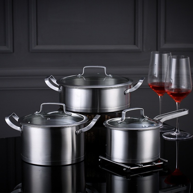 Stainless Steel 3pcs Non Stick Pots Sets Nonstick Casserole Kitchenware Cookware Set