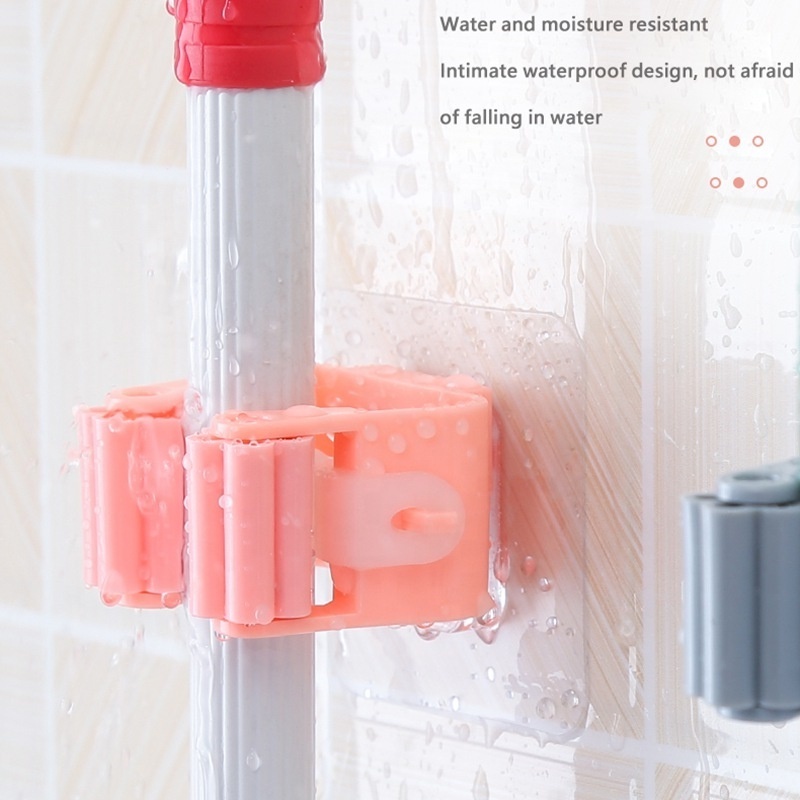 Cheap Self-adhesive Punch Free Behind Doors on Walls Hanger Rack Adhesive Plastic Wall Mounted Mop Organizer Broom Holder