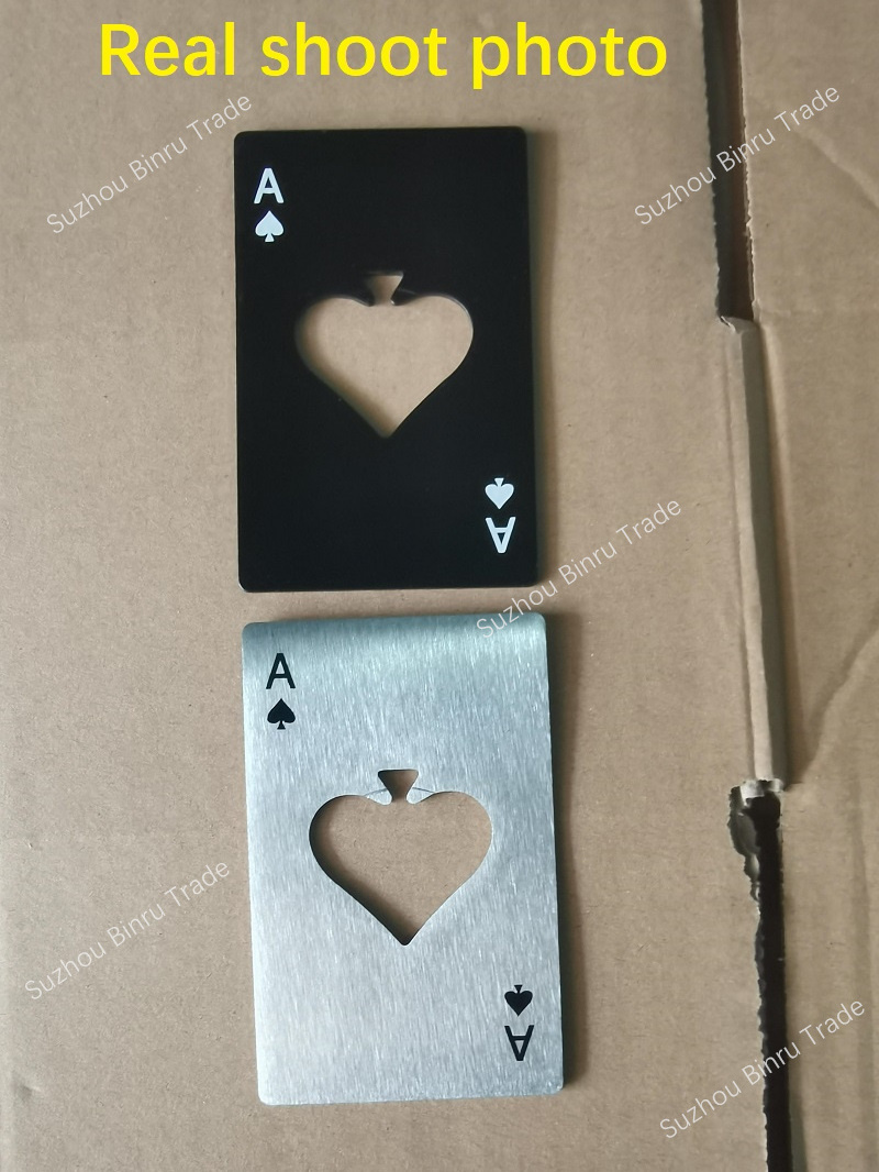 Holiday Party Portable Credit Card Size Casino Spade A Poker Ace Card Metal Bottle Opener for Beer Soda