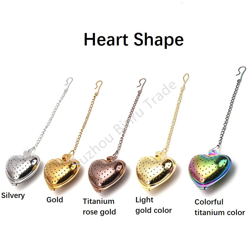 Cute House Shape Star Shell Teapot Steeper Loose Leaf Strainer Stainless Steel SS304 Rose Gold Heart Tea Infuser with Chain