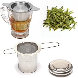 Folding Long-Handled Fine Mesh Diffuser Tea Brewing Steeper Cup Infuser Stainless Steel Basket Tea Strainer for Loose Tea