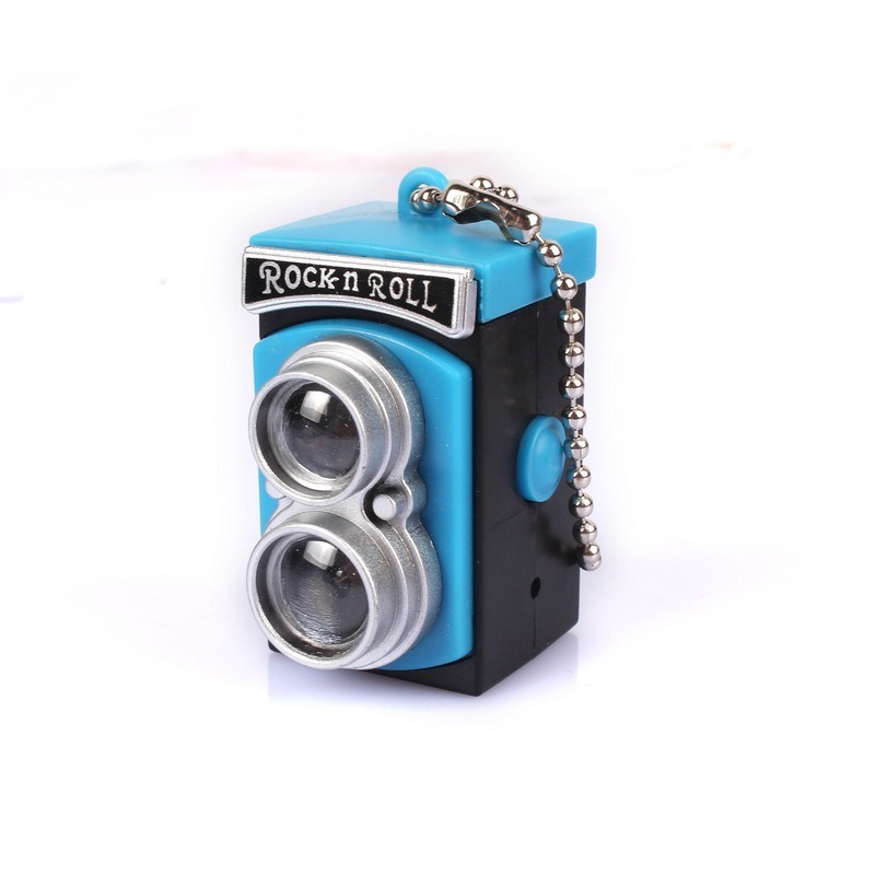 Promotional Gifts Photographer Party Favor Pendant Ring Camera Key Chain Rock Roll Retro Keychain with Sound Flashlight