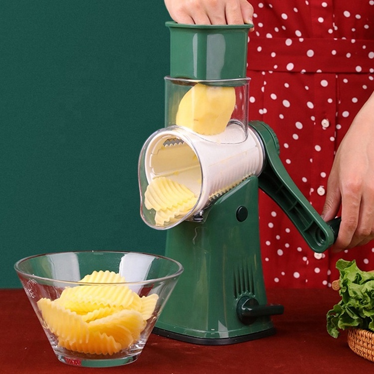 Manual Rotating Hand Cuber Slicer Cheese Nut Veggies Chopper Rotary Hand Crank Vegetable Cutter Potato Shredder