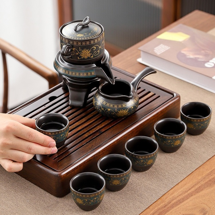 Chinese Handmade Gongfu Mill Teapot Set 6 Cups Tea Ceremony Ceramic Vintage Classic Kung Fu Tea Set with Gift Box